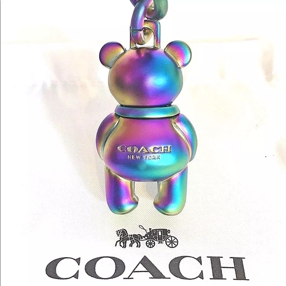 COACH Iridescent 3D Bear Keychain Handbag Charm - Picture 4 of 4